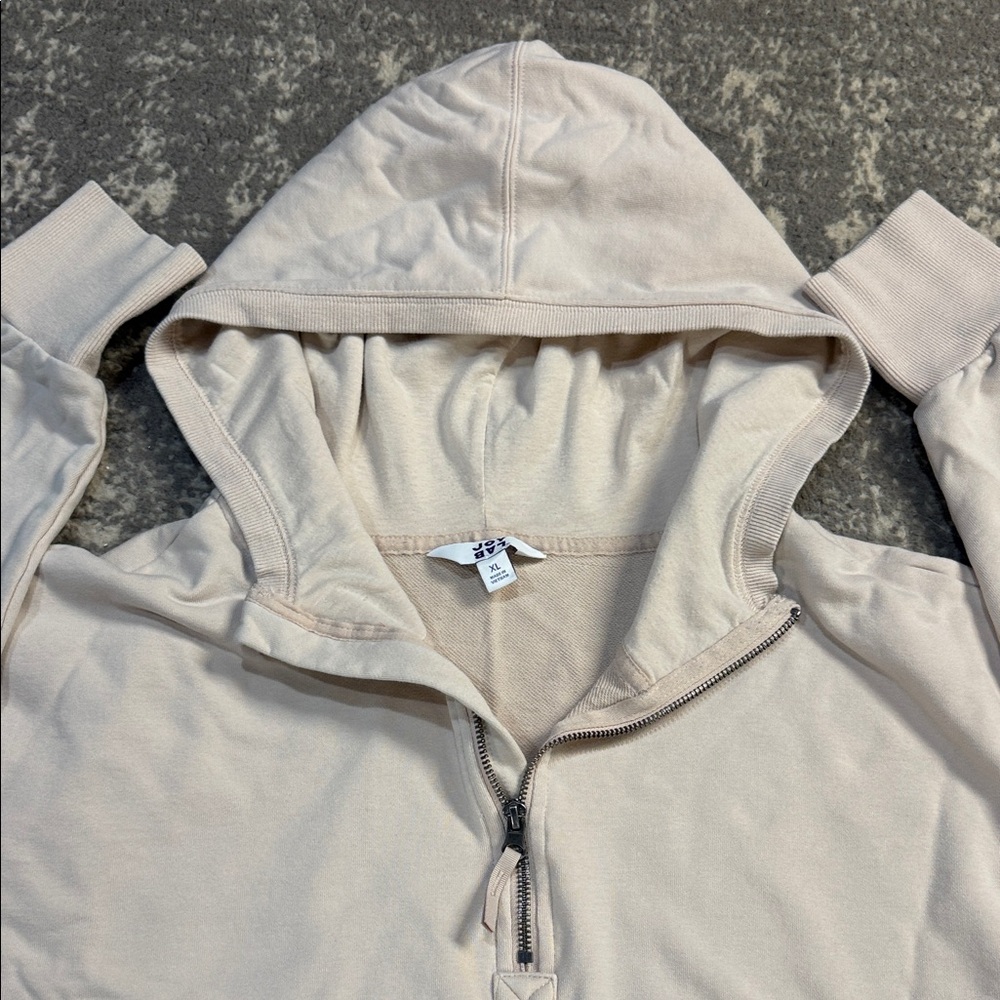 JoyLab Pale Cream Half-Zip Hoodie Sweatshirt - Picture 3 of 5